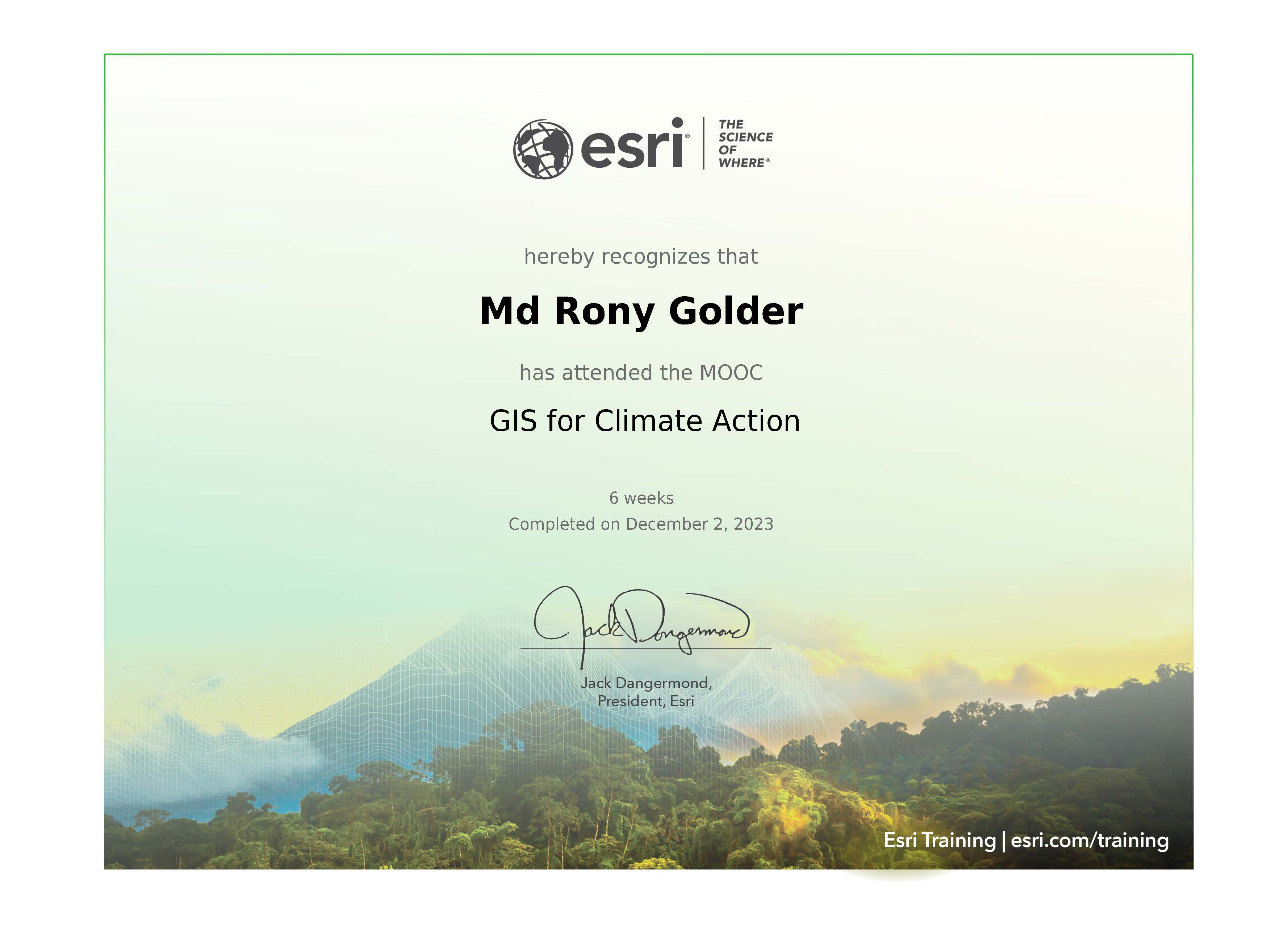 Certificate - GIS for Climate Action